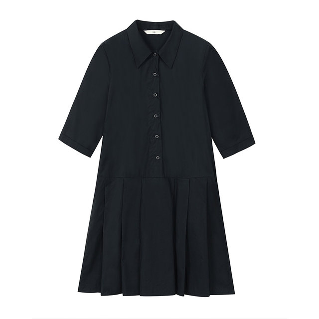 MIIWII late 23 autumn black cotton 700-quarter sleeve dress for women L233210