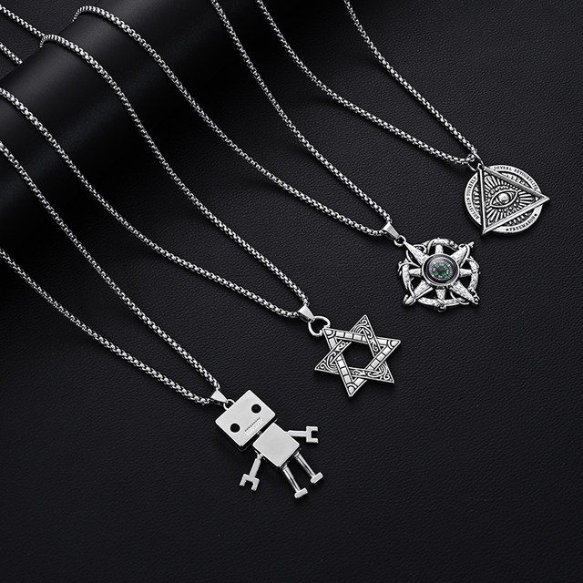 All-match decorative titanium steel sweater chain boys ins hip-hop pendant chain necklace high-end men's trendy accessories