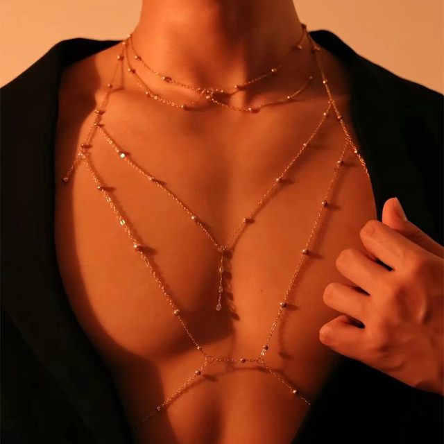 Chest chain men's body chain large size sex sexy high-end collar necklace decorative chain couple waist chain boy