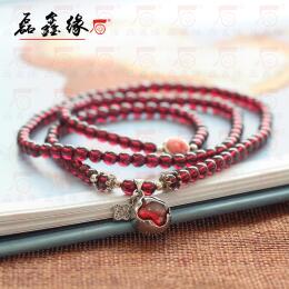 Seven Eve Valentine's Day gift four-leaf clover to girlfriend Korean-language student purple-tooth ebony red orange garnet bracelet