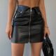 Spicy Girl Street PU Leather lapel zipper design high -waisted half -body skirt Female autumn slimming thin bottom bag hip short skirt
