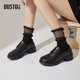 Dadong Oxford Women's Shoes 2025 Autumn New Fashionable Coarse Heel Medium Heel Round Head Lace Solid Color Q0013