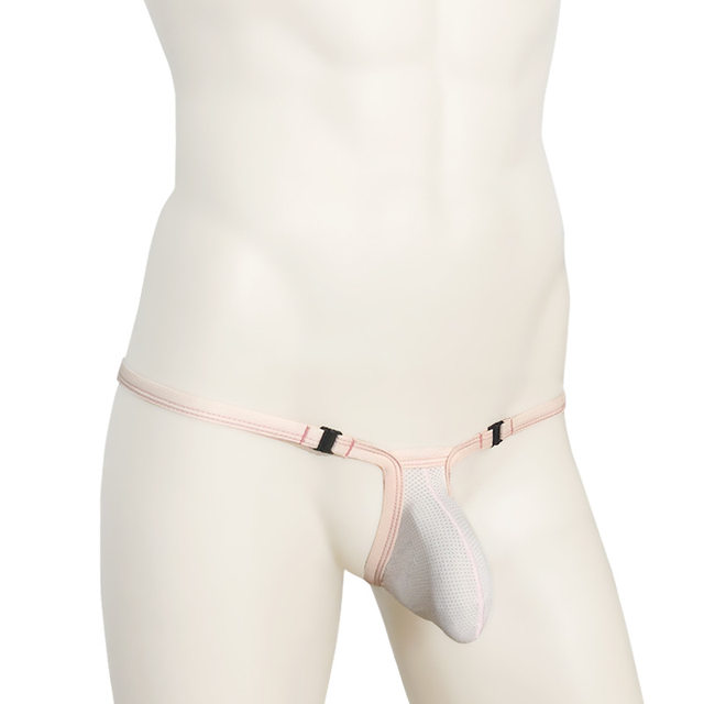 Transparent sexy underwear for men, mesh breathable, men's silky and removable low waist sexy large bag T-trousers