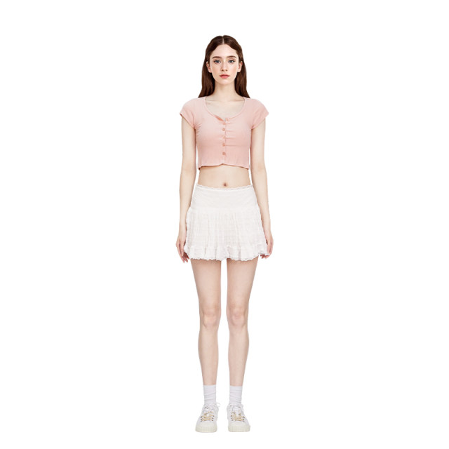BM white short skirt pleated skirt for women 2025 summer new cake skirt pure style slim short puffy skirt

