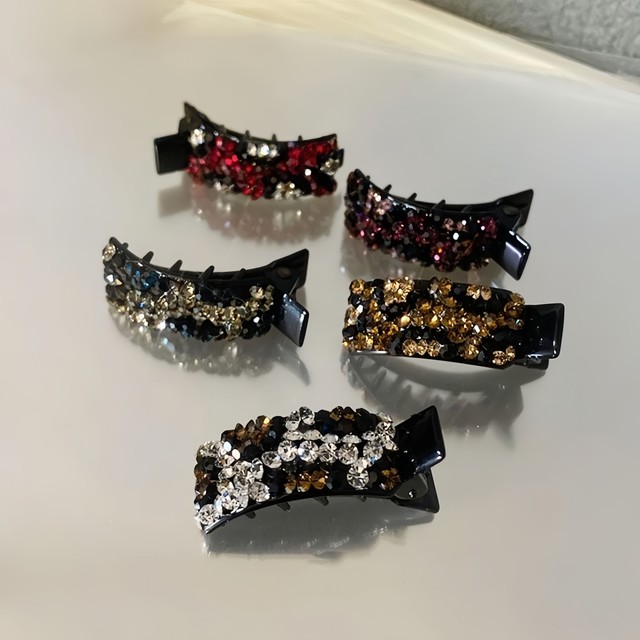 Korean temperament, exquisite and versatile, colorful glittering diamond side clip for women, bangs clip, top clip, ponytail clip with diamond duckbill clip