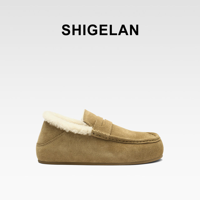 Poetry 2025 Autumn and Winter New Genuine Leather Birkenstock Shoes Women's Flat Shoes Slip-on Lazy Shoes Fur Bean Shoes