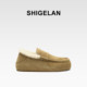 Poetry 2025 Autumn and Winter New Genuine Leather Birkenstock Shoes Women's Flat Shoes Slip-on Lazy Shoes Fur Bean Shoes