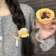 Cute cream small fish plush hair ring hair clip girl tie hair macaron style ins head rope hair clip hair accessories
