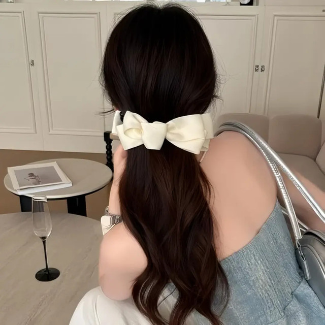 
Korean satin multi-layer bow banana clip for women sweet head high ponytail hairpin temperament versatile hair accessories