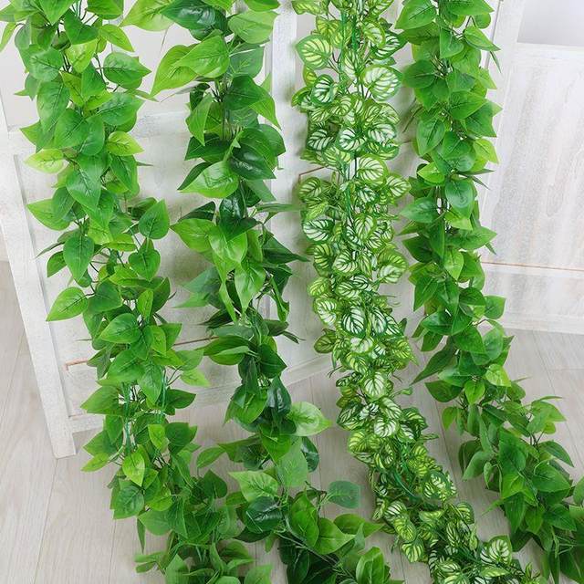 Simulation vine green leaf leaf decorative fake leaf vine ceiling flower rattan water pipes to cover air -conditioning green leaf flower

