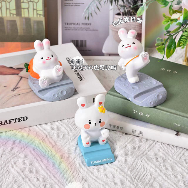 Rabbit lazy mobile phone stand desktop ornament creative cute cartoon office tablet ipad universal support stand
