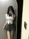 Summer jk uniform waist shirt women's top short-sleeved college style slim white shirt hot girl skirt suit
