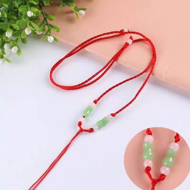 Buy one get one free one -to -one pendant necklace rope can adjust the pendant rope handmade woven high -end red rope to wear jade pendant hanging neck
