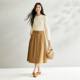 Inman pure cotton fashion retro A-line skirt for women 2024 summer high waist slim elastic waist commuter skirt umbrella skirt