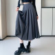 Gray pleated skirt women's long skirt summer 2023 new high-waisted slim spring and autumn skirt small a-line umbrella skirt