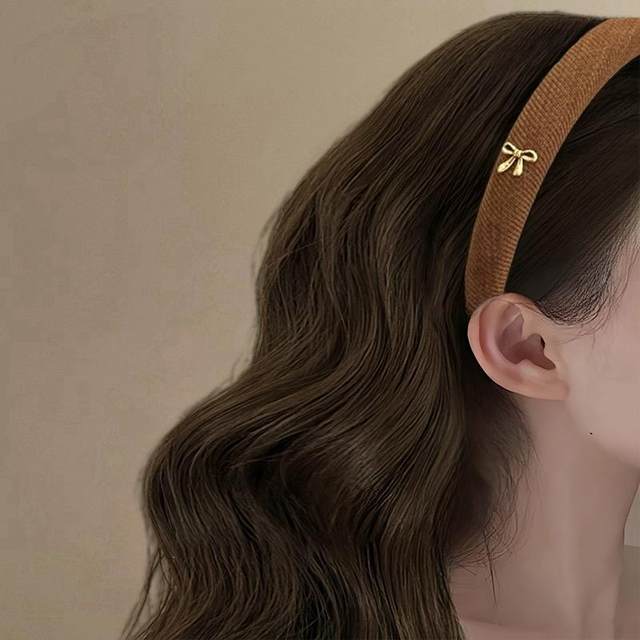 High-ceiling caramel coffee bow headband for women when going out, versatile hair accessories, hair clips, headband, face wash, hair press headband