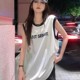 Sleeveless pure cotton T-shirt for women in summer mid-length style for outerwear with suspenders with loose age-reducing hot girls vest top
