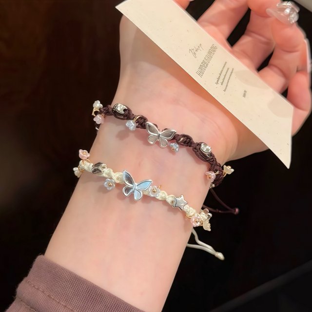 Spring Butterfly Star Bracelet for Women in Autumn and Winter Niche Hand-Knitted Couple Bracelet High-end Bestie Bracelet