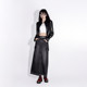 LOUZING high-waisted old black denim skirt for women 2025 spring and summer style rear slit mid-length straight skirt