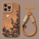 Oil painting flower suitable for Apple 15/16promax mobile phone case new iPhone17 hand rope 13promax coffee color 14 autumn and winter 16pro Maillard female plus silicone 17promax all-inclusive
