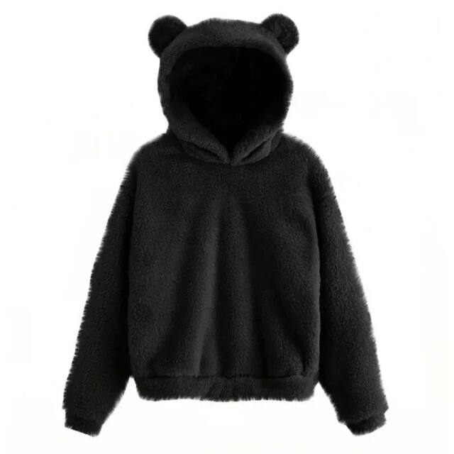 Rabbit ear round neck hooded sweatshirt