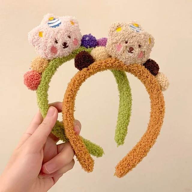 Cute bear face wash hair band for women with facial mask special makeup plush hair bundle headband headband headband bear headband