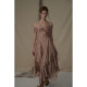 Elywood lotus root powder one-length suspender dress irregular waist-hugging vacation long skirt temperament celebrity versatile skirt