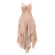 Elywood lotus root powder one-length suspender dress irregular waist-hugging vacation long skirt temperament celebrity versatile skirt