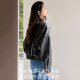 IC black retro leather jacket for women 2025 new autumn design high-end commuter street temperament top
