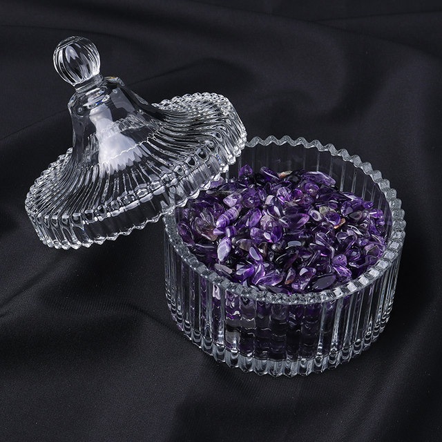 Natural purple and white pink citrine gravel ornaments bracelet degaussing stone jewelry container storage box utensil degaussing bowl