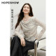 Red Sleeve 2025 Spring New Women's Irregular Ink-Washing Wind Collar Pullover Mesh Top
