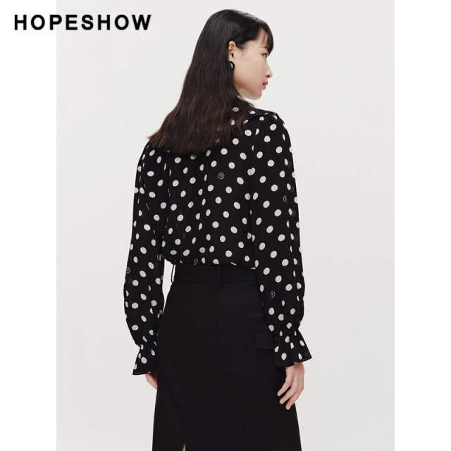 Red Sleeve 2024 Spring New Women's Polka Dot Printed V-neck Pullover Top
