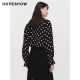 Red Sleeve 2024 Spring New Women's Polka Dot Printed V-neck Pullover Top

