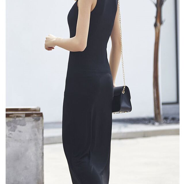 2024 new large-size sleeveless suspender dress summer A small fresh round neck mid-length black vest long skirt