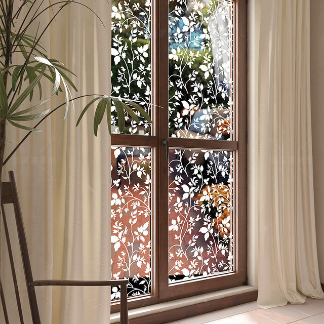 Simple floral decoration balcony glass window electrostatic waterproof ...