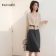 Commuting temperament gray suit skirt slim a-line skirt for women 2025 spring and summer new umbrella skirt elegant OL mid-skirt