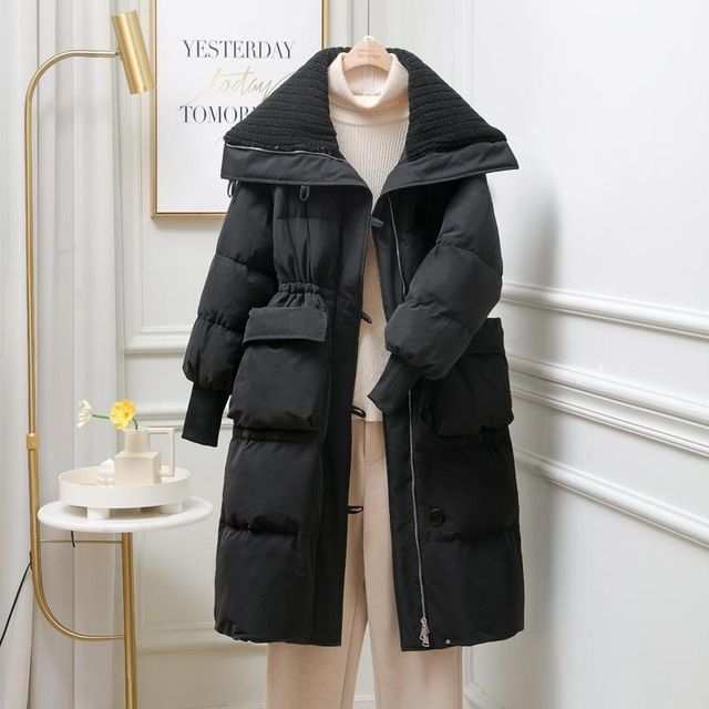 Loose large size fat mm300Jin [Jin equals 0.5 kg] Winter cotton clothing shawl large cotton I- jacket for women's mid-length style over-knee trendy cotton coat