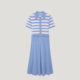 OVV2024 spring and summer new women's navy striped POLO collar knitted short-sleeved dress