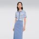OVV2024 spring and summer new women's navy striped POLO collar knitted short-sleeved dress