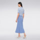 OVV2024 spring and summer new women's navy striped POLO collar knitted short-sleeved dress
