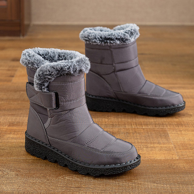 
Cotton shoes for women winter new snow boots women's velvet thickened warm cotton shoes large size flat bottom waterproof cotton boots