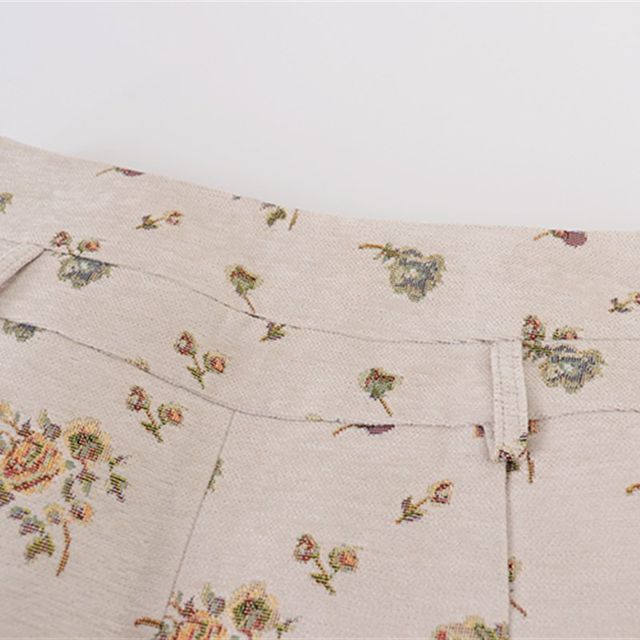 Floral high waist slim autumn and winter white rose sweet temperament fish F tail skirt women autumn and winter versatile long skirt
