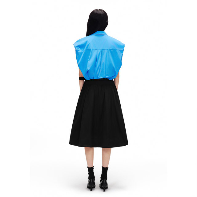 SALT.P, a golden style French high-waisted A-line skirt, women's flower bud skirt, summer (belt free)
