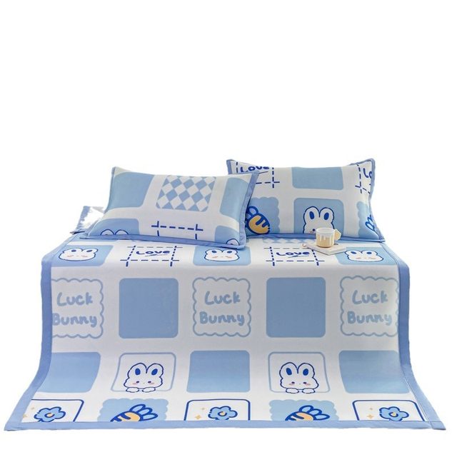 Category a maternal and infant grade ice silk mat three-piece set machine washable summer mat bed sheet air-conditioned mat folding soft mat