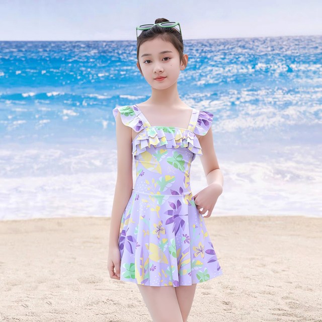 Children's swimsuits girls 2025 new split skirt girls swimsuits medium and large children's quick-drying high-elastic hot spring swimsuit