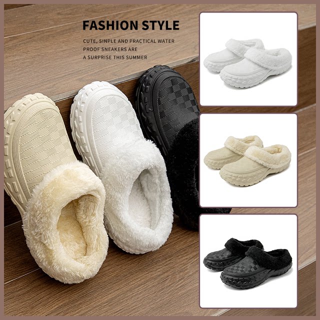 Detachable plus velvet cotton slippers for winter couples to wear at home, Baotou soft thick bottom warm non-slip anti-odor furry shoes