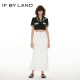 IF BY LAND Spring and Summer White Blue Button Decorated Fishtail Long Skirt