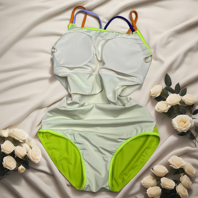 Fluorescent Green Summer New Women's Sexy Beautiful Back Racing Low Fork Triangle One-piece Swimsuit