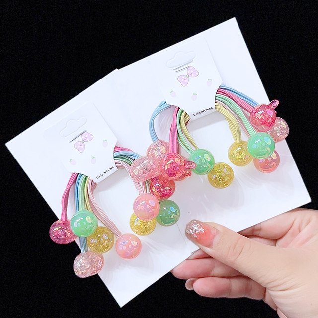 Children's winding hair rope, candy-colored hair rope, baby hair ring, rubber band, girl's colorful beads, princess hair braid hair accessories
