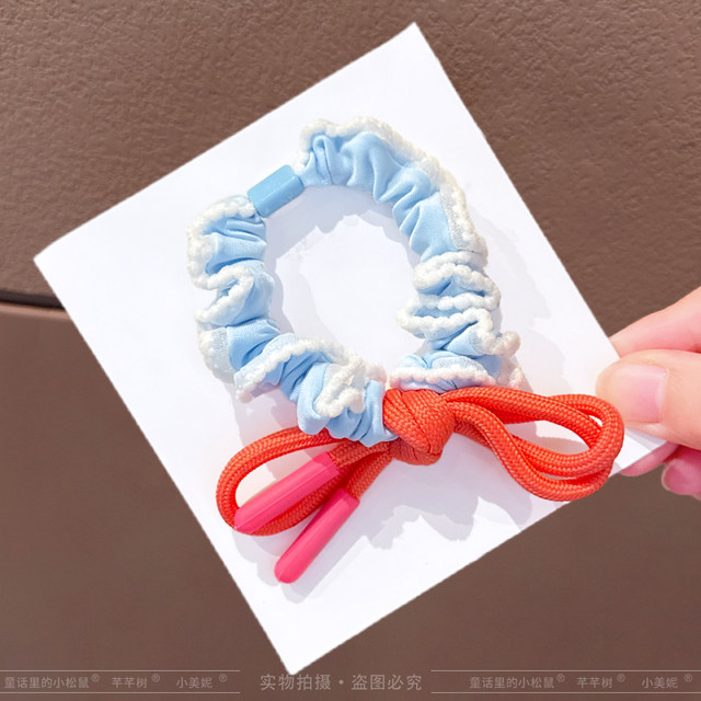 
Girls high elastic head rope princess tied high ponytail hair rope children candy color large intestine hair loop little girl rubber band